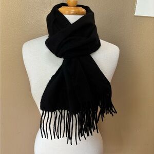 Nordstrom Black 100% Cashmere Fringe Scarf ~ Excellent!!